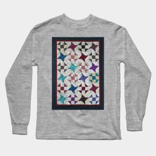 Churn Dash and Falling Stars Quilt Long Sleeve T-Shirt